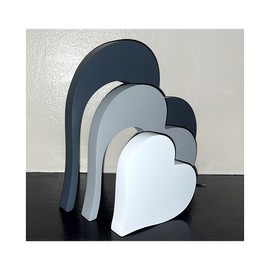 Wooden Love Hearts Home Decorations - Pack of 3 | Dark Grey, White & Grey Living, Bedroom, Dining Room or Hallway Shelf Decor | Free Standing Hotel & Home Ornaments | House Decoration Gift Ideas