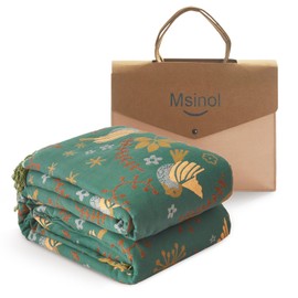 Msinol Woven Throw Blanket Cotton Cozy and Soft King Size Blanket Two Side Available Large Bed Blankets All Season Blanket for Couch Bedding (90"x98",01-Cute Bird)