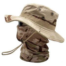 Fishing Hat Boonie Hat Camo Balaclava Neck Glasses Set for Outdoor Sport Unisex (DC)