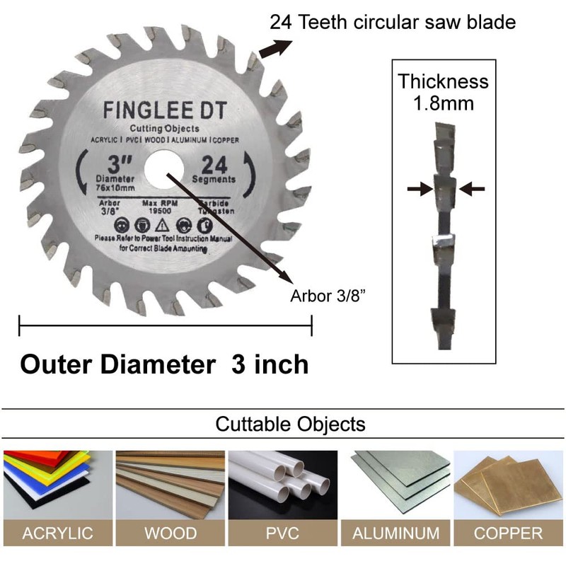 FINGLEE DT Wood Saw Blade TCT Circular Cutting Blade for