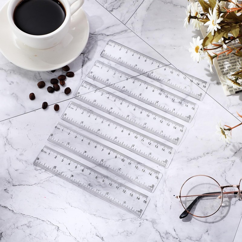Zonon 6 Pcs 6 Inch Ruler Bulk Clear Plastic Flexible