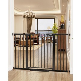 Cumbor 36" Extra Tall Baby Gate for Stairs, 29.7-54.2" Extra Wide Dog Gate for Doorways Hallways, Pressure Mounted Child Gate for Wide Opening, Auto Close Personal Safety for Babies and Pets, Black
