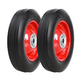 MZREXN 6" x 1.5" Flat Free Solid Rubber Tire and Wheel Assemblies (2 Pack), Heavy-Duty Hand Truck Wheel Replacement with Ball Bearings, 1/2" Axle Bore Hole, 1.37" Centered Hub, 176 lbs Load Capacity