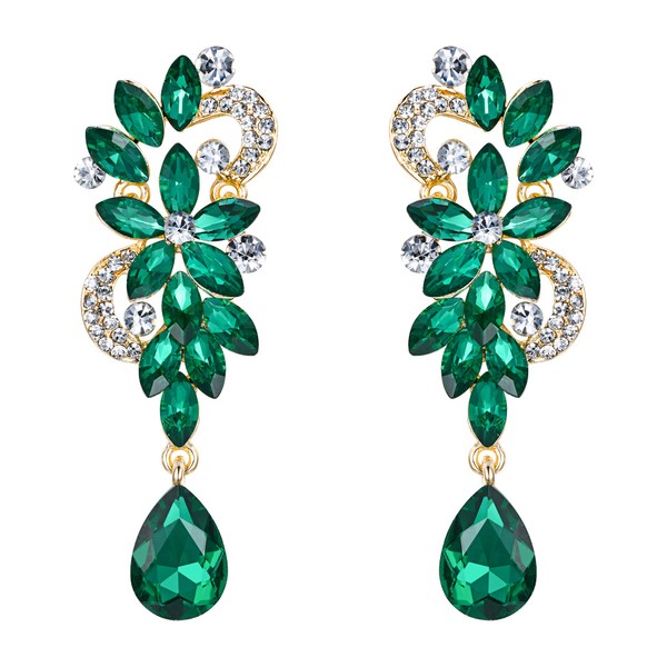 BriLove Wedding Bridal Dangle Earrings for Women Bohemian Boho Crystal