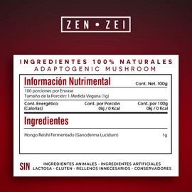 ZENZEI | REISHI | Polvo de Hongo Reishi — Ideal para Mejorar tu Estado de Ánimo, Regular tus Ciclos de Sueño y Reforzar las Defensas — 100 tomas — 100% Natural y Vegano | Importado de Asia | MARCA PREMIUM