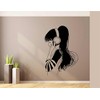 Heaven Decors Girl with Music Headphone Black Wall Sticker Size(59