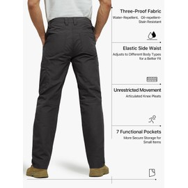 FREE SOLDIER Men's Water Resistant Pants Relaxed Fit Tactical Combat Army Cargo Work Pants with Multi Pocket (Classic Gray, 34W/30L)