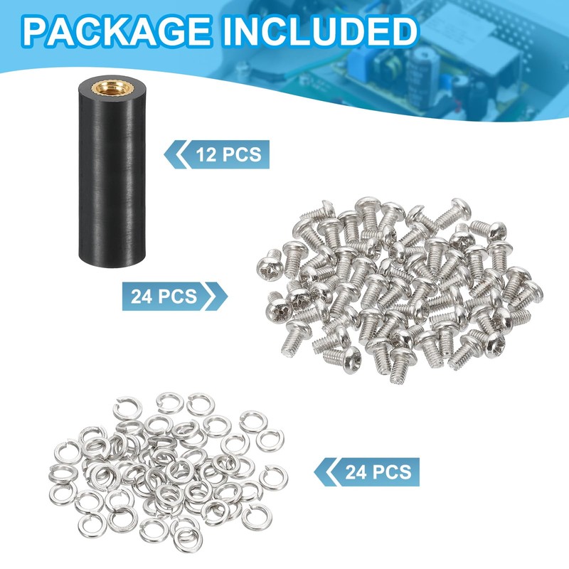 PATIKIL M4x25mm PCB Support Spacer, 12 Set 25mm/0.98" Supporting Height