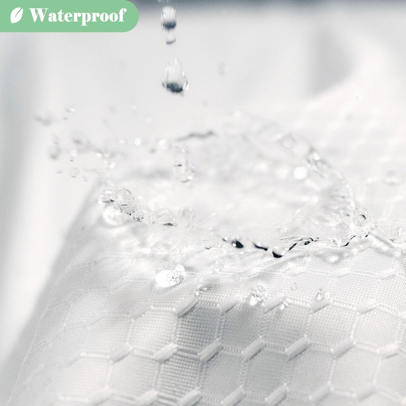 UFRIDAY White Waffle Weave Fabric Shower Curtain with Mesh Window