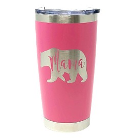 Mama Bear Tumbler, 20 oz Mom Coffee Tumbler Pink, Mom Gifts for Birthday Present for Women