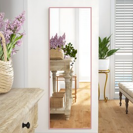NeuType Full Length Mirror Floor Mirror with Standing Holder Bedroom/Locker Room Standing/Hanging Mirror Dressing Mirror (Rose Gold) (AMZVCNTJJ00373ZZF-ZYF)