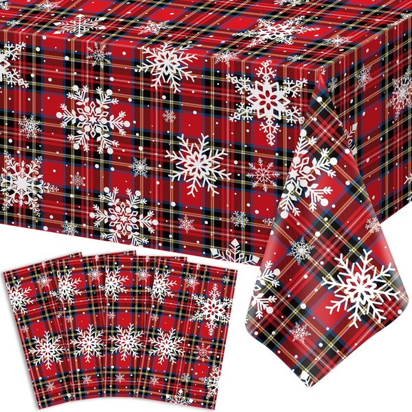 4 Pack Christmas Tablecloth Christmas Checkered Table Cloth Buffalo Plaid
