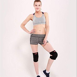 1Pair Volleyball Knee Pads Thicker Sponge Sports Support Kneepads for Basketball Dance Joelheira Rodilleras Protector (Black, L)