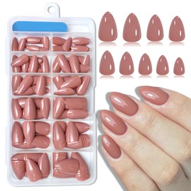 Lifextol 120pc Brown Almond Press on Nails Short Fake Nails Press ons for Women Acrylic Nails Press on Nails&Glue Tabs, Short Brown Press on Nails Almond False Nail Tip Stick on Artificial Fingernail