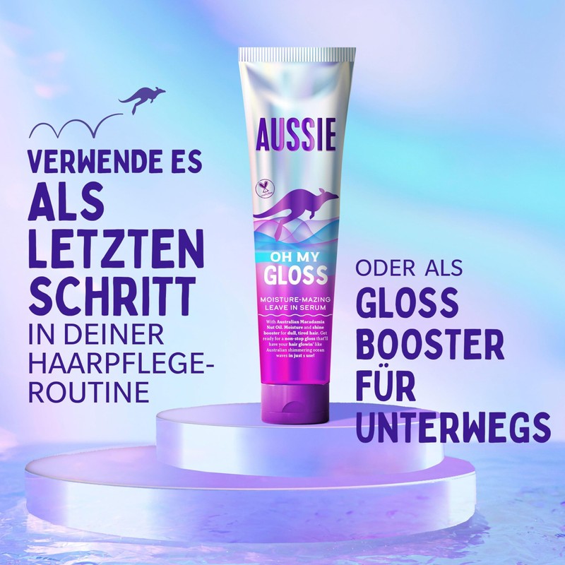 Aussie Oh My Gloss Moisture-Mazing Siero Senza Risciacquo 160ml. Booster