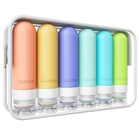 Quatish - Juego de 6 botellas de viaje para artículos de tocador, contenedores de tamaño de viaje aprobados por TSA, originales y patentados a prueba 
