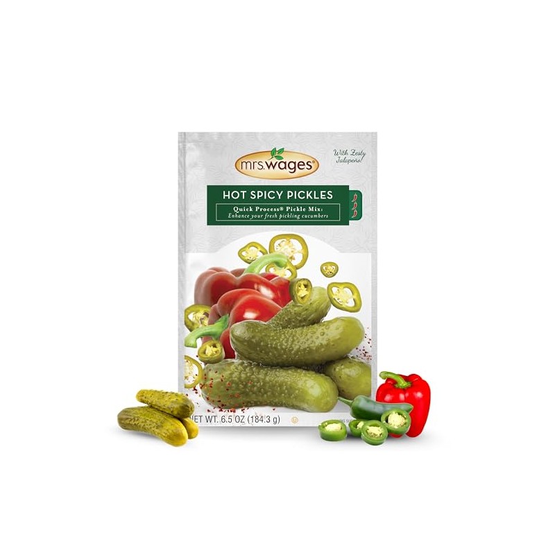 Mrs. Wages Hot Spicy Pickles Quick Process Mix, Simple-To-Use, Flavorful