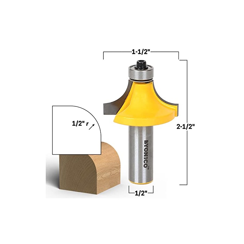 YONICO 13166 1/2-Inch Radius Round Over Edge Forming Router Bit