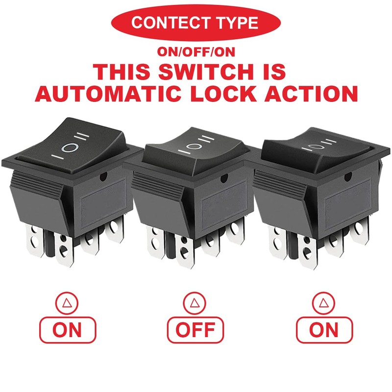 MKBKLLJY 3Pcs DC 20A 12V Automatic Lock Rocker Switch Snap-in