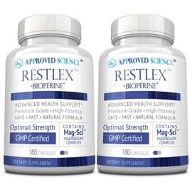 Approved Science Restlex - 420 mg Magnesium Glycinate Blend, L-theanine 200 mg - 360 Capsules - 2 Bottles