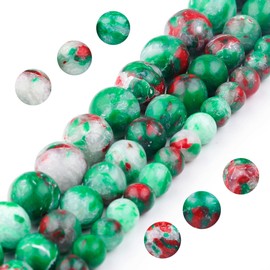 Youngbling - abalorio de piedras preciosas naturales para hacer joyas, 10 mm, jaspe imperial verde, abalorio de piedra lisa redondas pulidas, abalorio de piedra real genuinas para pulsera collar de 15