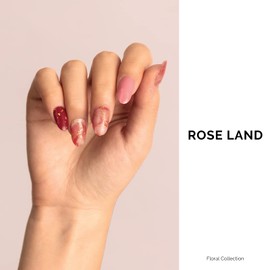 NAILOG Semi-cured Gel Nail Stickers (34 Pieces), Long Lasting, Salon Quality, Gel Nail Stickers, Nail Kit, Color, Gloss, Art Design, Red, Red | Rose Cloud