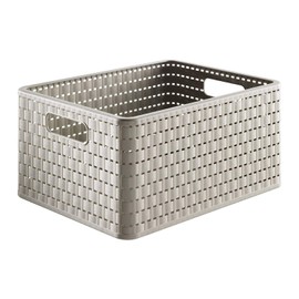 Rotho Country Rattan Effect Storage Box, 18 Litres, Plastic (Polypropylene), Black, A4