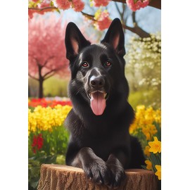 German Shepherd Black - Best of Breed DCR Spring Garden Flag