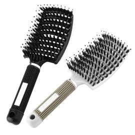 Hair Brush, Boar Bristle Hair Brush, Can Distribute Hair Oil, Smooths Frizz, Breathable and Accelerate Drying (Pack of 2)