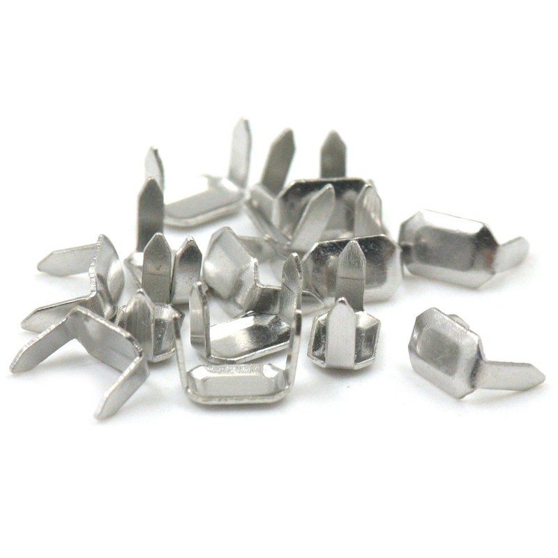 (Nickel) - Bluemoona 100 Pcs - Brass Staple 8mm Leather