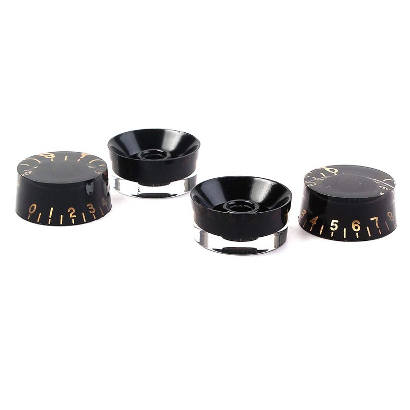 Alnicov Guitar Contral Knobs,Black Clear Knobs With Gold Word Electric