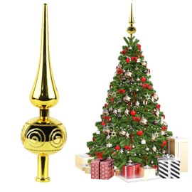 ZDNT Christmas Tree Topper, Gold Christmas Tree Topper, Plastic, Christmas Tree Topper, Satin Christmas Tree Topper, Decorated for the Christmas Tree