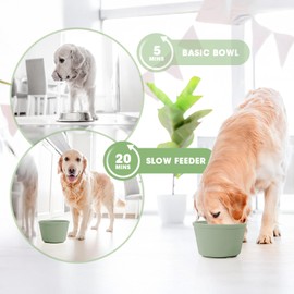 Focxoio Slow Feeder Dog Bowl,Non-Slip Lick and Freeze Bowl for Dogs,Long Lasting Silicone Licking Mat for All Dog Sizes,Anti-Chocking and Reduce Anxiety(Green)