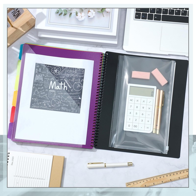 Yeaqee 8 Pack 24 Pocket Project Organizer Spiral Multi Pocket