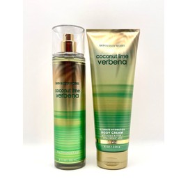 Bath and Body Work Coconut Lime Verbena Gift Set, Fine Fragrance Mist 8 FL OZ, Ultimate Hydration Body Cream 8 OZ