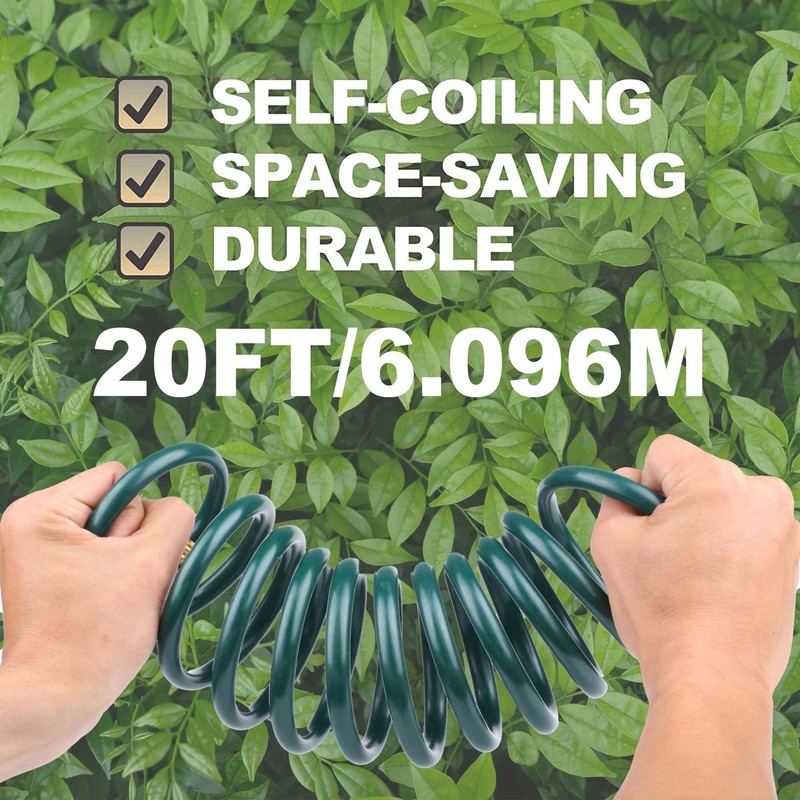 Lightweight EVA Recoil Garden Hose: Retractable Coil Water Hoses with