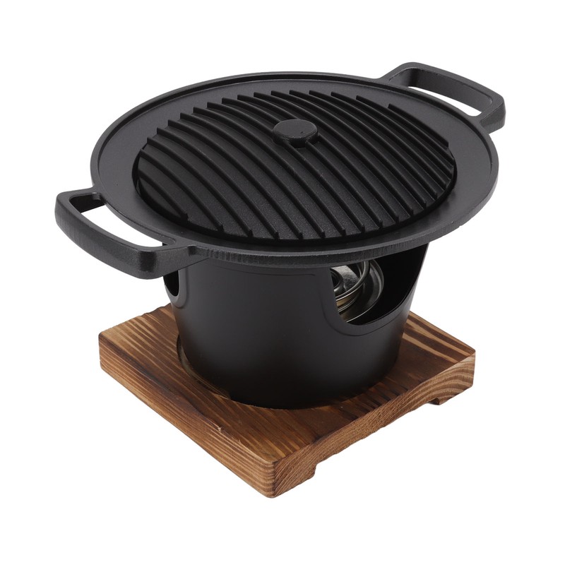 Hibachi Grill Smokeless Wooden Frame Aluminium Alloy Easy Assembly Portable