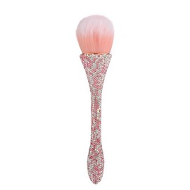 MNAFAYY Nail Dust Brush for Acrylic Nails, Luxury Full Gems Soft Brush Nail Art Dust Powder Remover Makeup Brushes Manicure Brush Clean Up Tools Nail Art Brush Pink