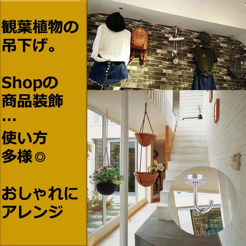 NOELAMOUR Ceiling Hooks, Hanging Hooks, Stainless Steel Hooks, Fixed, Screwed,