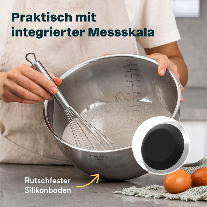 SILBERTHAL Stainless Steel Bowl with Lid - 700 ml Mixing