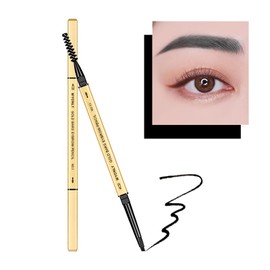 Eyebrow Pencil Dual-Sided Eye Brow Pencil, Fine Tip Rapid Brow Precise Sweatproof Brow Pen with Brow Combs, Fills Brows Makeup Cosmetic Tool For Beginners (01# Black)