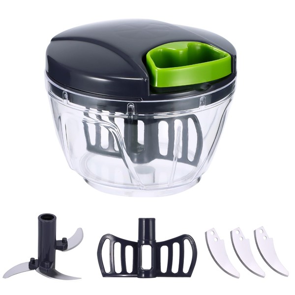 ABS Manual Chopper with 3 Stainless Steel Blades 400ml Mini