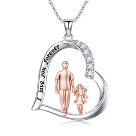 Dorunmo Father Daughter Necklace 925 Sterling Silver Daughter Necklace from Dad Mother's Day Jewelry for Women