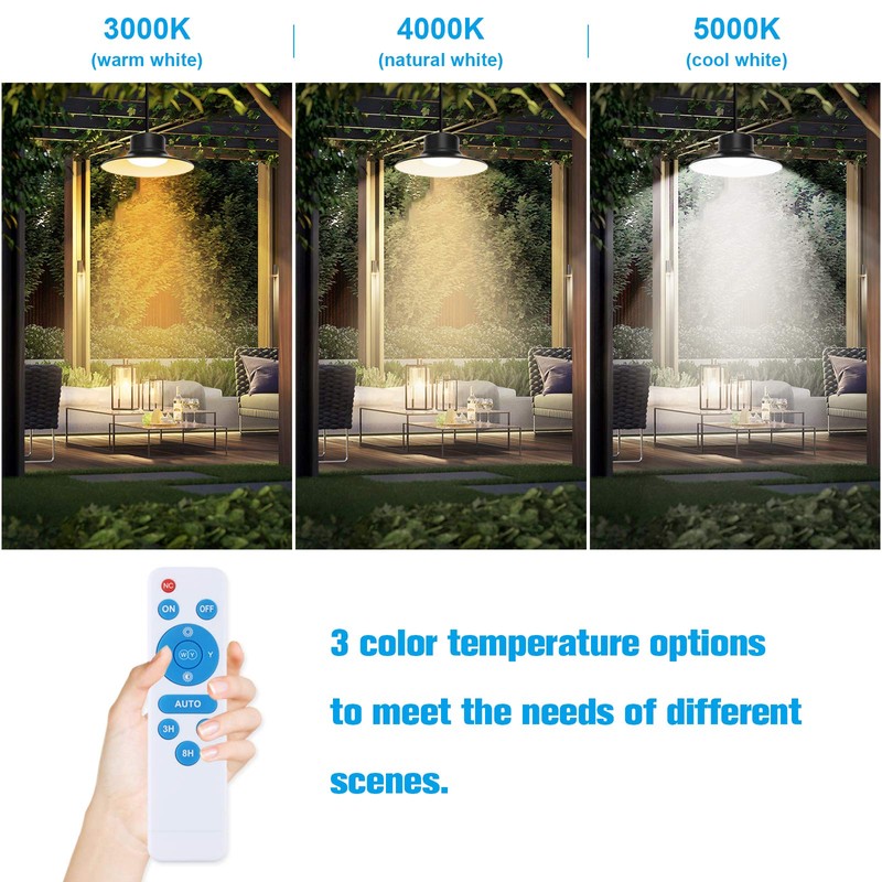 Solar Lights Outdoor, NIORSUN LED Solar Pendant Light 3000K|4000K|5000K| Dimmable