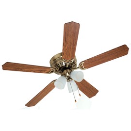 BOSTON HARBOR CF-78049L 555706 Ceiling Fan Light Kit, 3 CFL, 13 W Lamp, Antique, 18-1/2 in H X 52 in W, Brown
