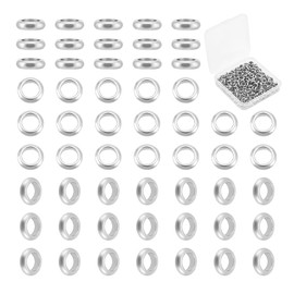 UNICRAFTALE Pack of 200 Metal Spacer Beads 5 mm Hole Large Hole Spacer Beads 304 Stainless Steel Spacer Beads Smooth Bead Fittings Loose Beads Small Rings Loose Beads for Jewellery Making