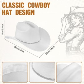 Tisancy 4 Pcs Rhinestone Belt for Men Women Glitter Cowboy Hat Diamond Chain Earring Outfit for Party Supplies(White)