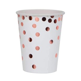 Altatac 50 Pcs 12oz Happy Birthday Party Disposable Paper Rose Gold Dot Confetti Cups