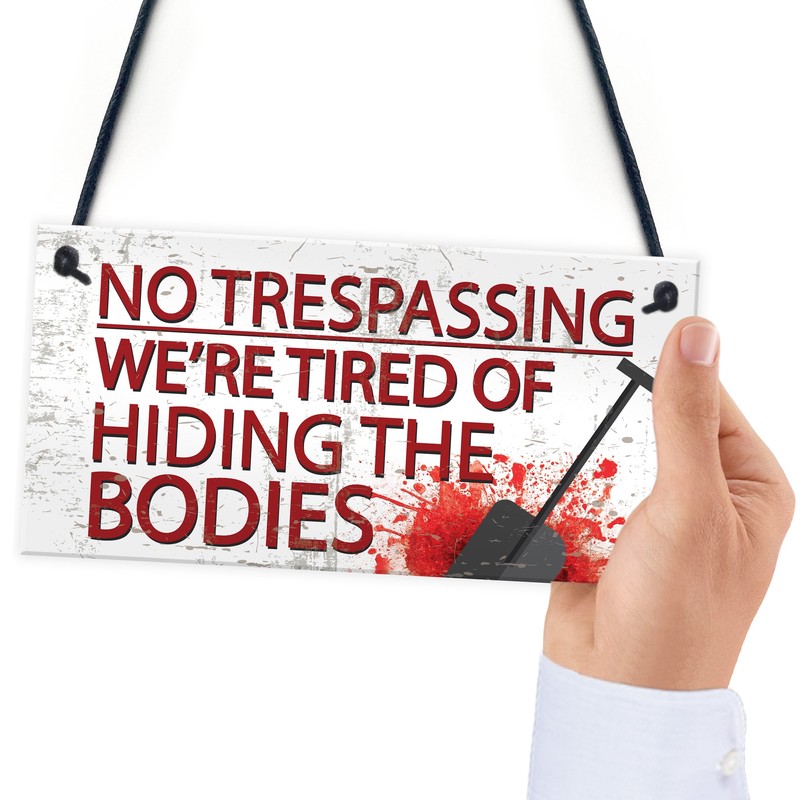 RED OCEAN No Trespassing Hanging Wall Plaque Garden Shed Pub