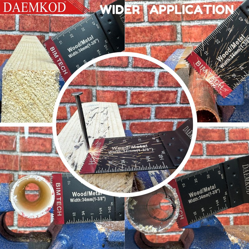 DAEMKOD 100 Pack Bi-Metal Oscillating Saw Blades Metal Cutting, 34MM